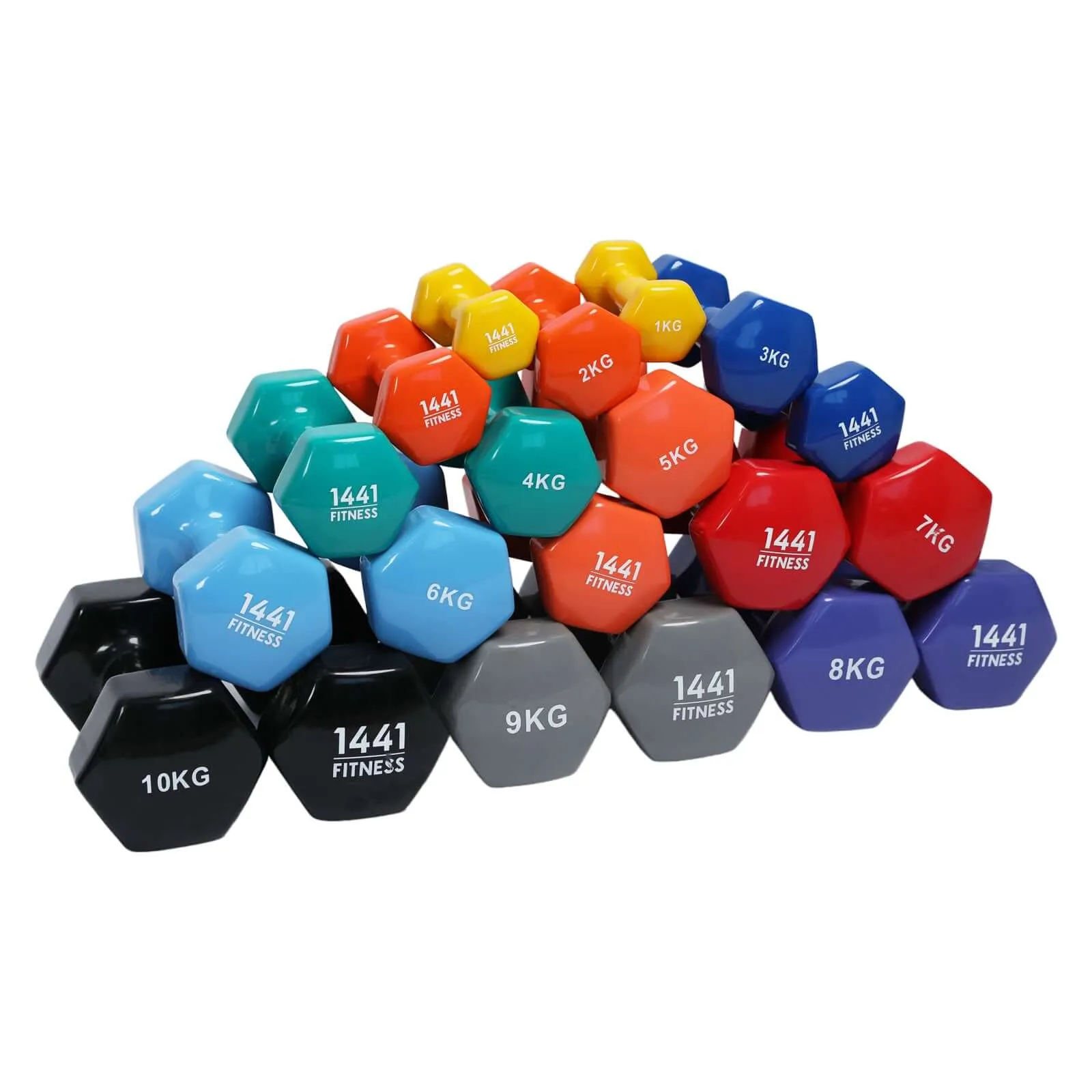 1441 Fitness Vinyl Dumbbell with Vertical Rack Combo - 1 KG to 10 KG