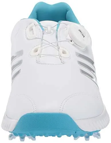 adidas Womens Response Bounce BOA Golf Shoe FTWR White/Silver Metallic/Bright Cyan 9.5 M US
