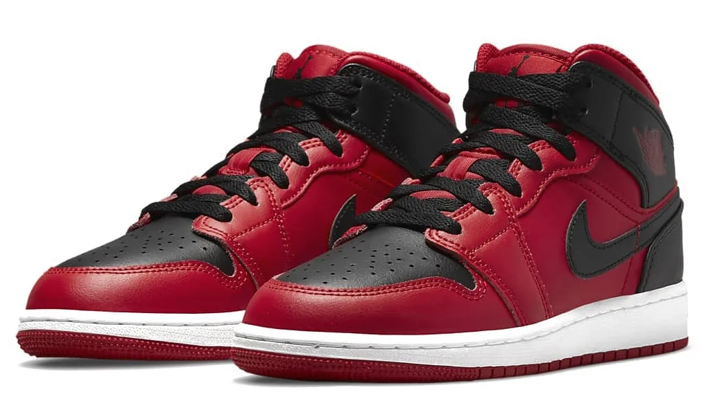 Air Jordan 1 Mid shoes Gym Red Black White GS