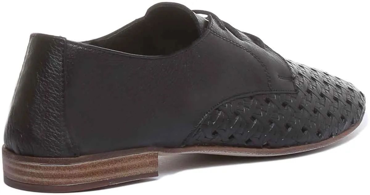 Alexandra Woven Lace Up Shoe In Black