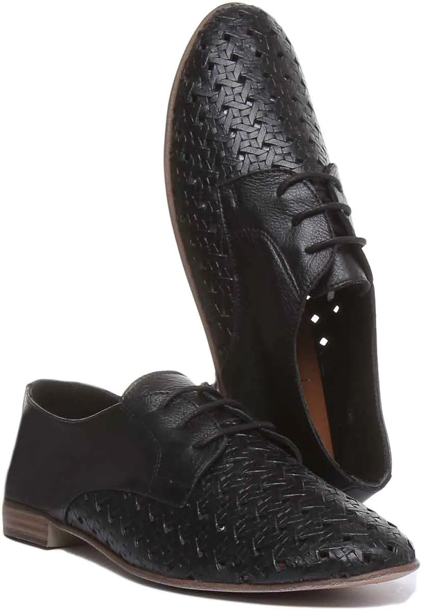Alexandra Woven Lace Up Shoe In Black