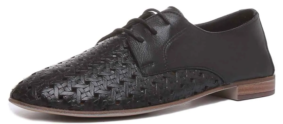 Alexandra Woven Lace Up Shoe In Black