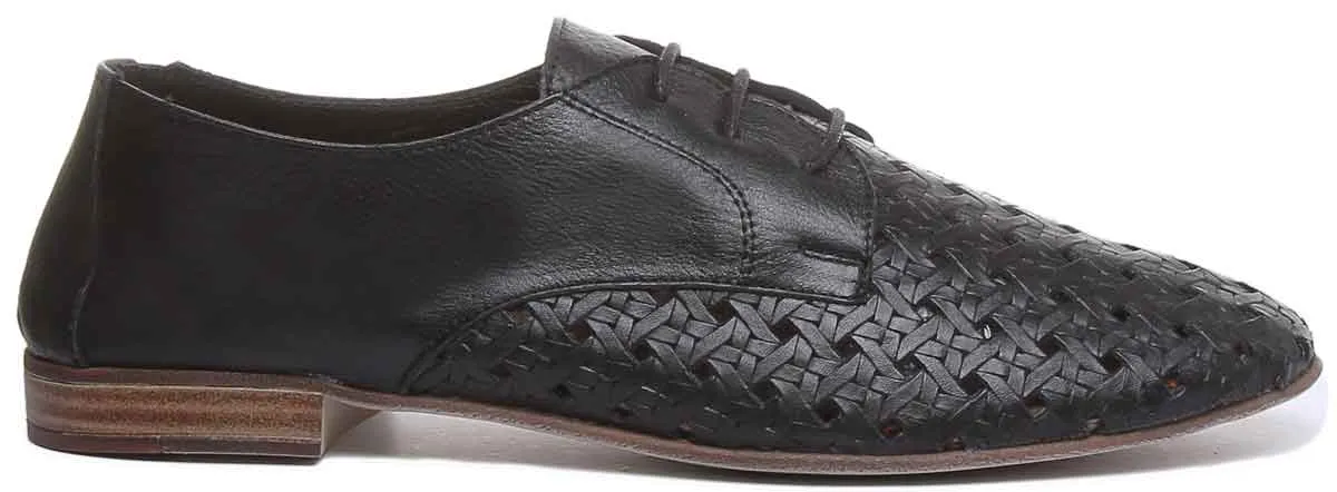 Alexandra Woven Lace Up Shoe In Black