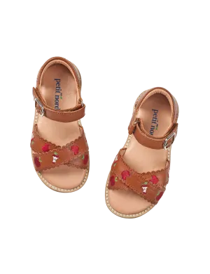Apple Crossover Scallop Sandal - Cognac