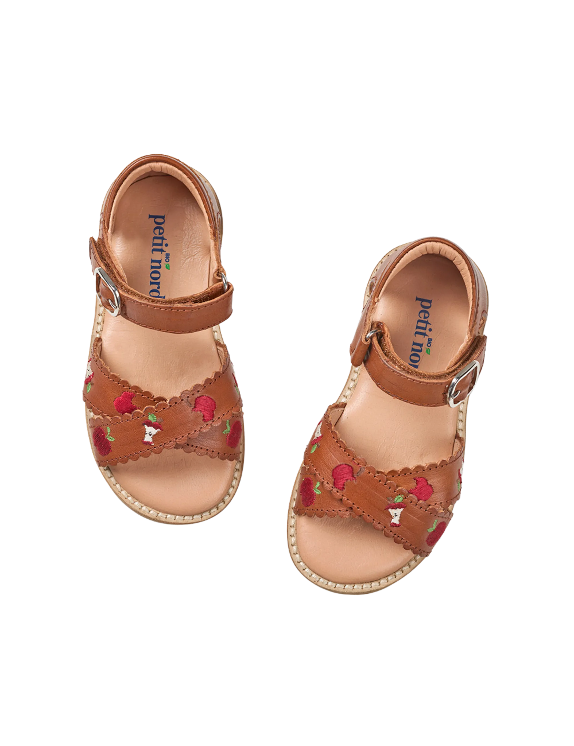 Apple Crossover Scallop Sandal - Cognac