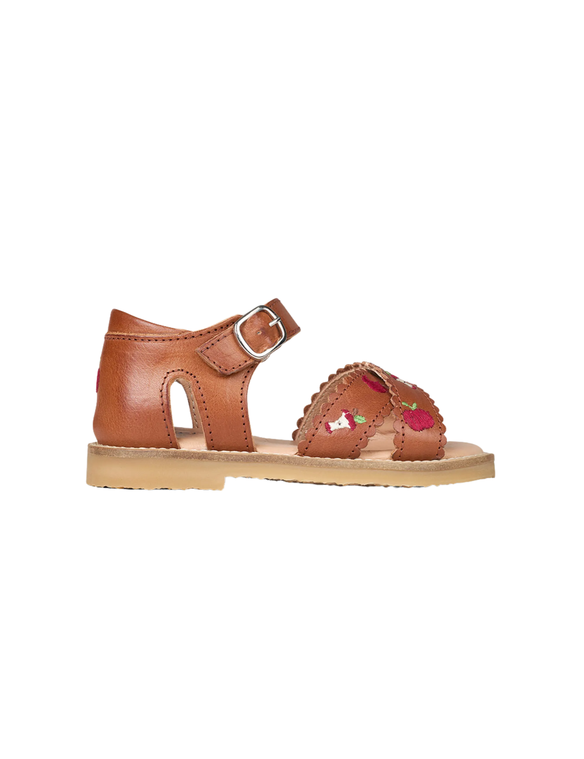 Apple Crossover Scallop Sandal - Cognac