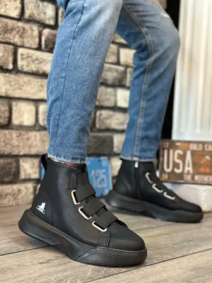 BA0142 Banded Men's High Heel Black Sole Sports Boots