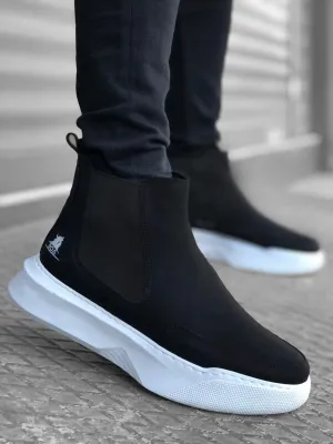 BA0150 Men's Lace-Up Strap High Heel Black Sport Boots