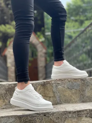BA0548 Thick High Sole White Lace-Up Sports Men's Shoes
