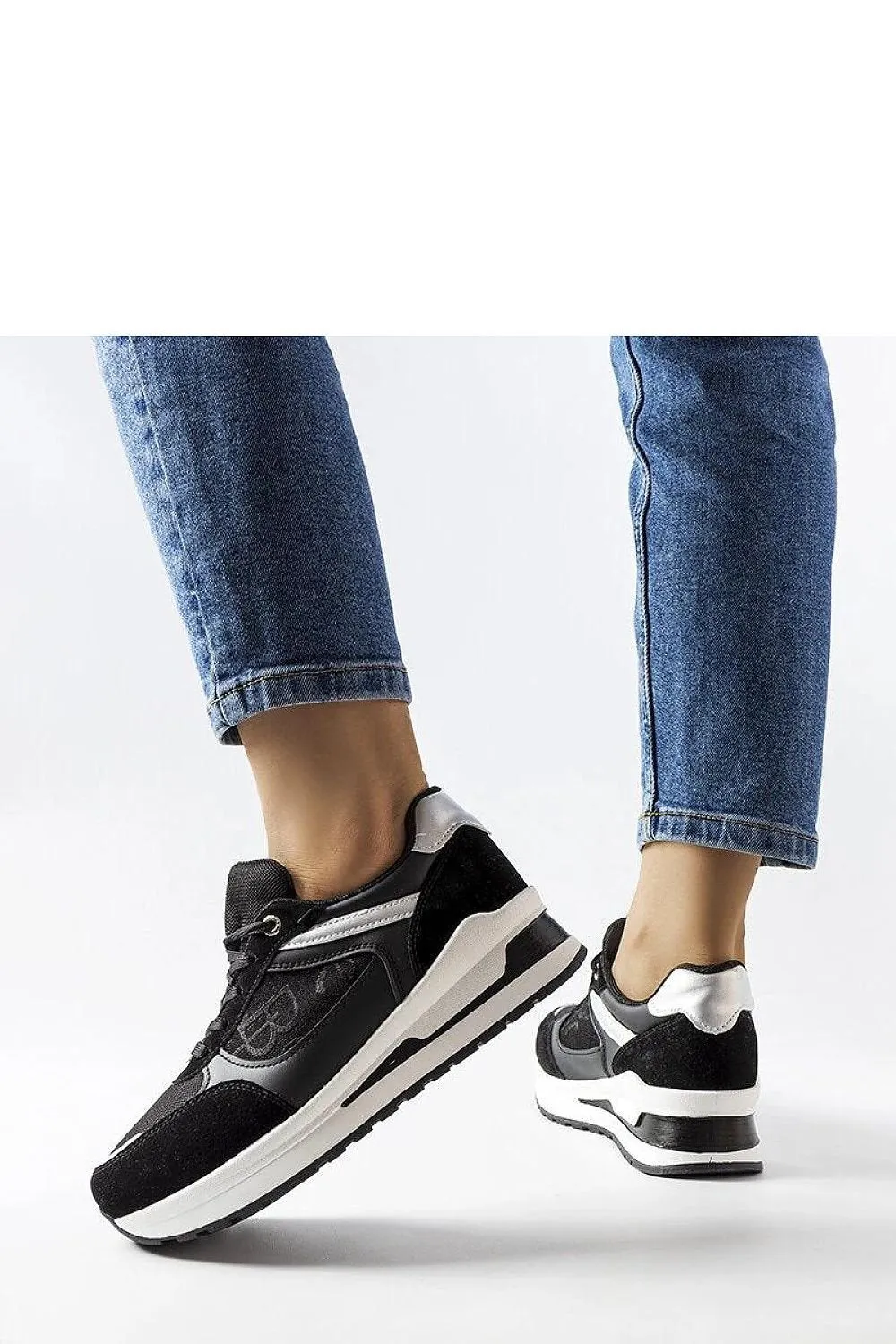 Black sneakers with an elegant insert