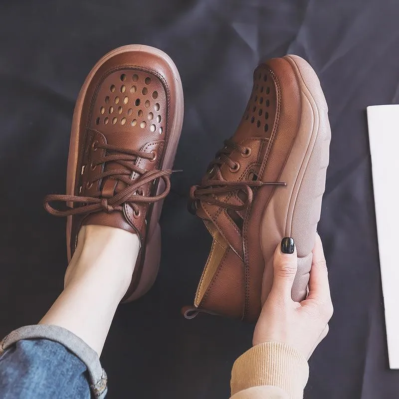 Breathable Leather Platform Shoes