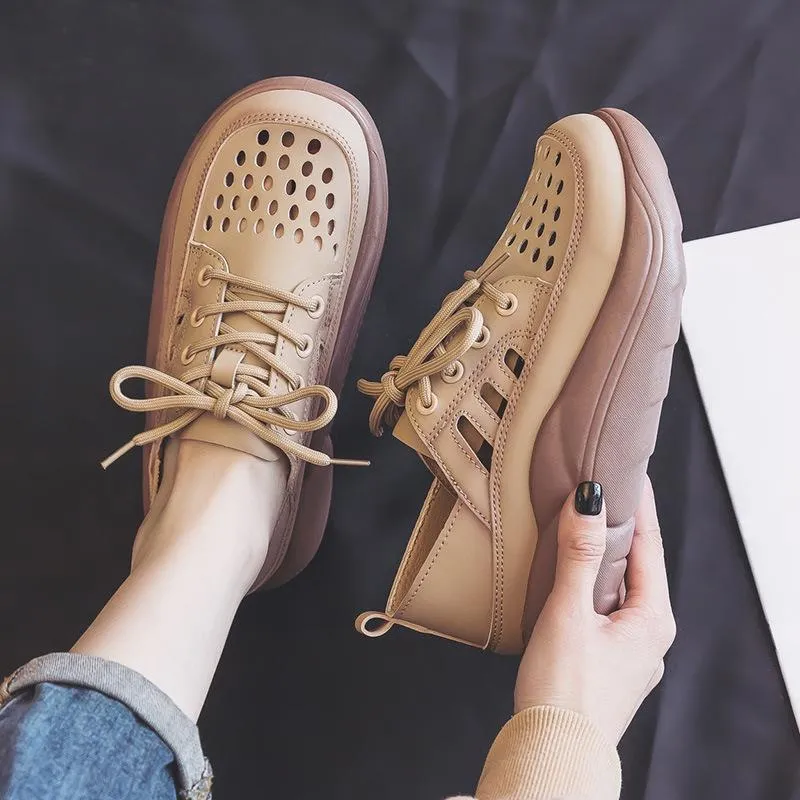 Breathable Leather Platform Shoes