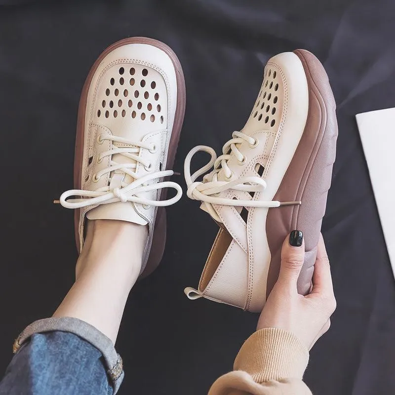 Breathable Leather Platform Shoes