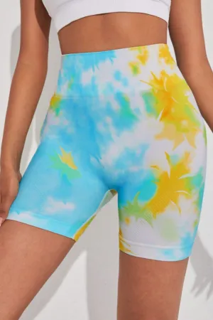 Bright Tie-Dye Wide Waistband Sports Shorts
