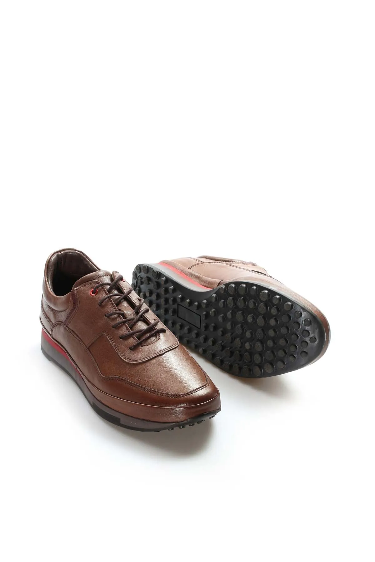 Brown Leather Lace-Up Sneakers Wessi