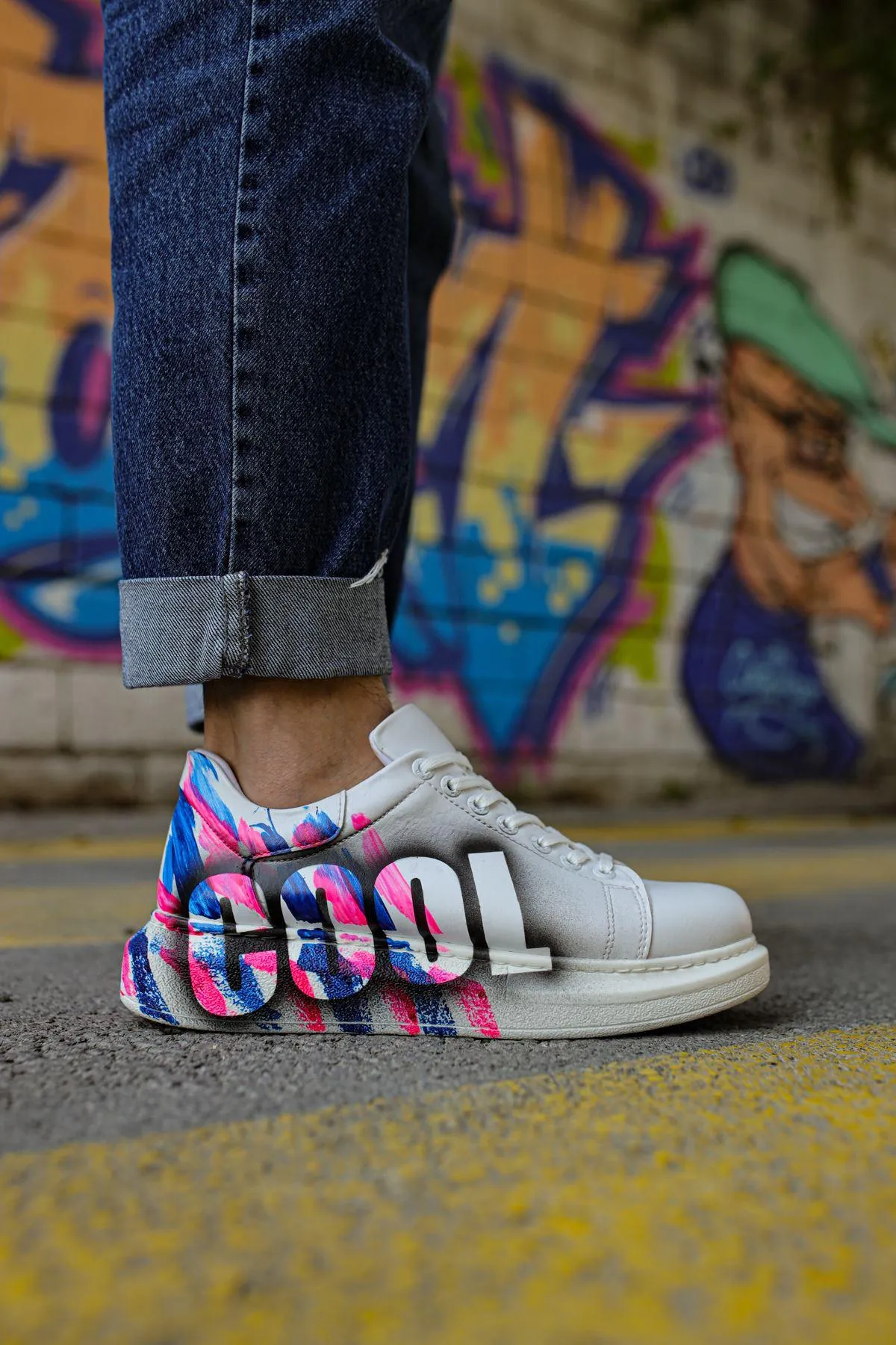 CH254 Men's Sport Sneakers Shoes PINK / BLUE COOL