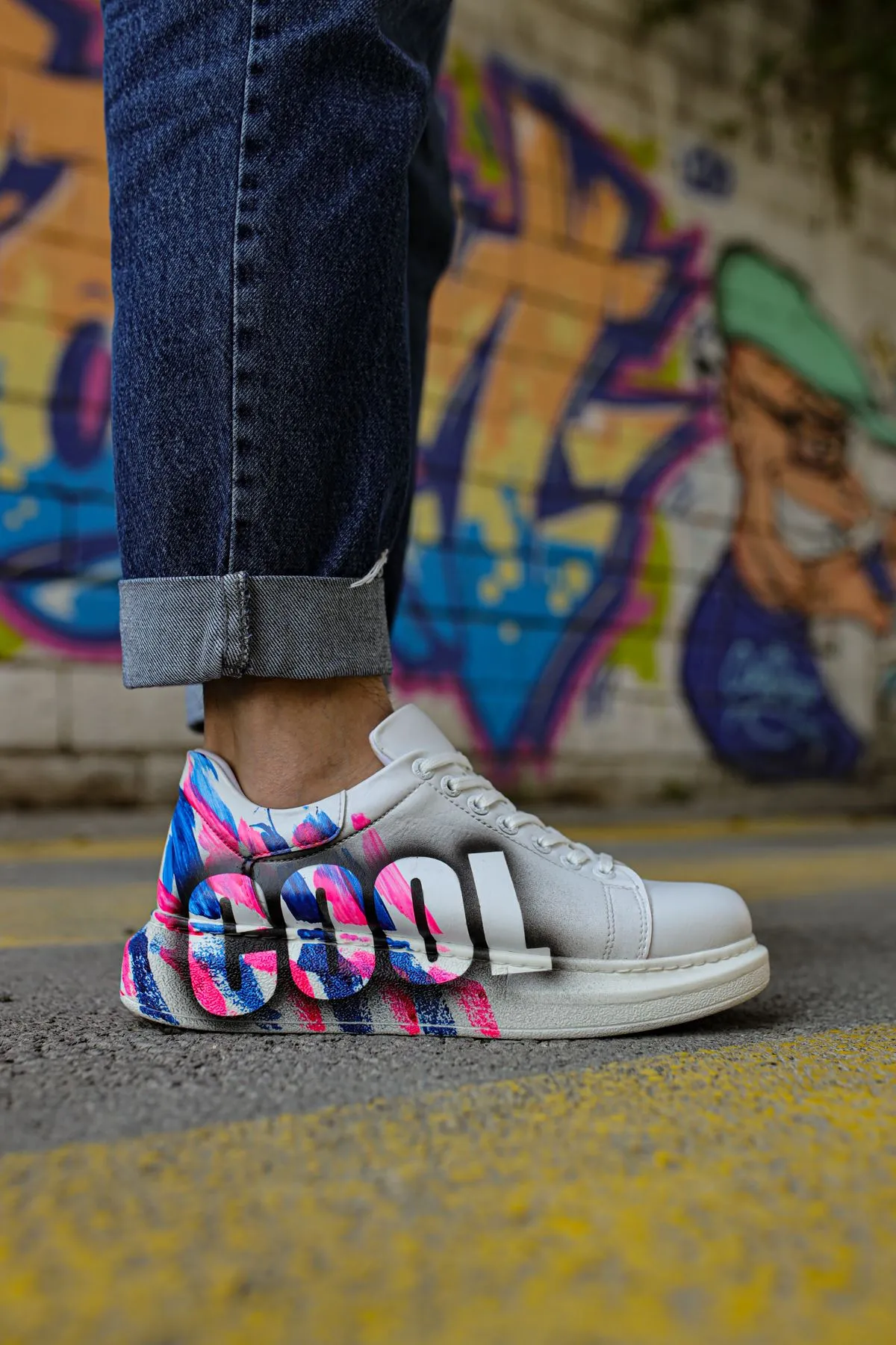 CH254 Men's Sport Sneakers Shoes PINK / BLUE COOL