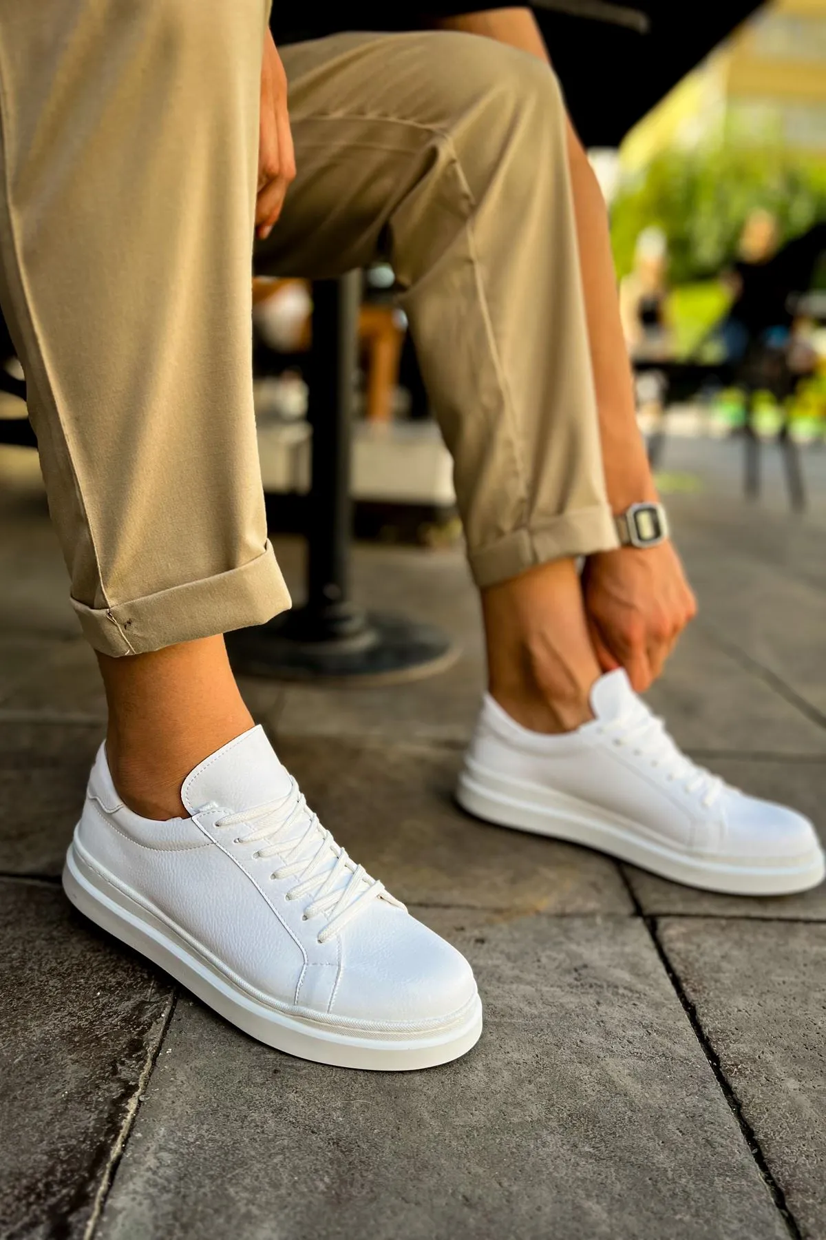 CH979 Santoni CRT Sport Men's Sneakers Shoes WHITE