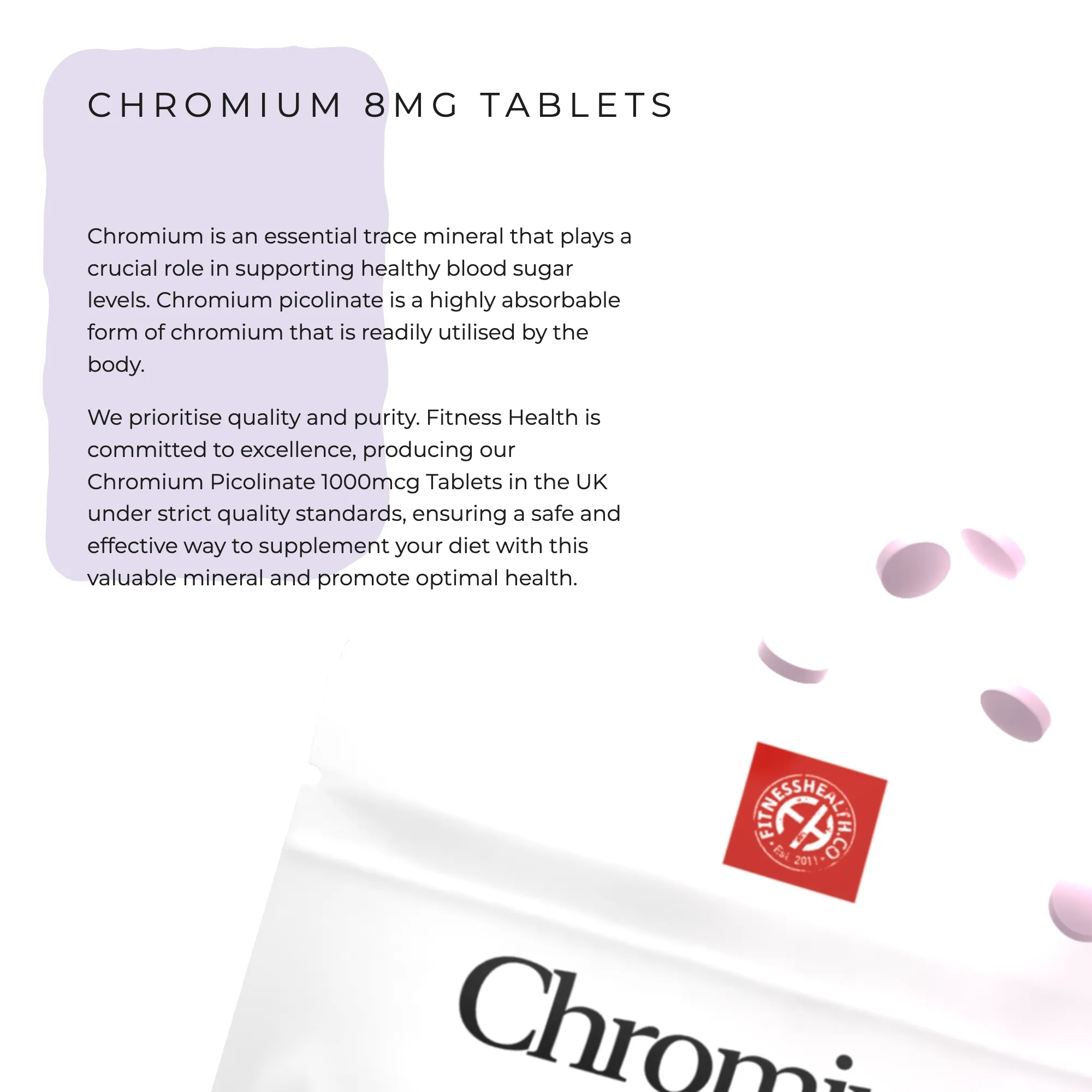 Chromium Tablets 8mg Vegan Tablets