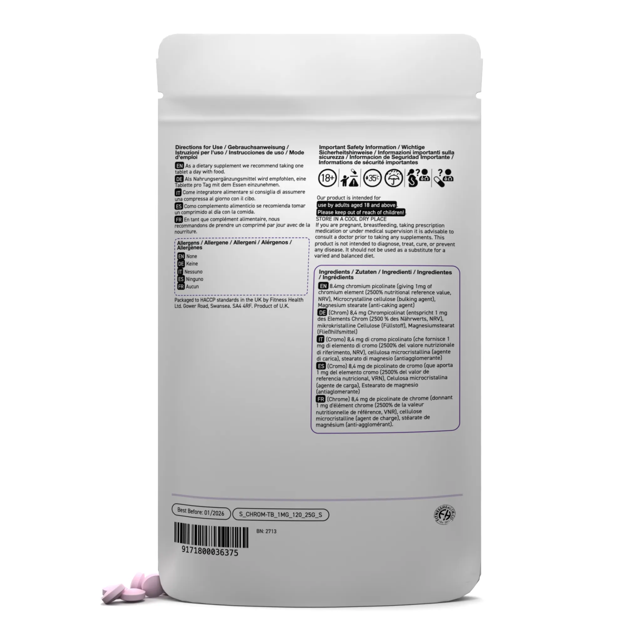 Chromium Tablets 8mg Vegan Tablets