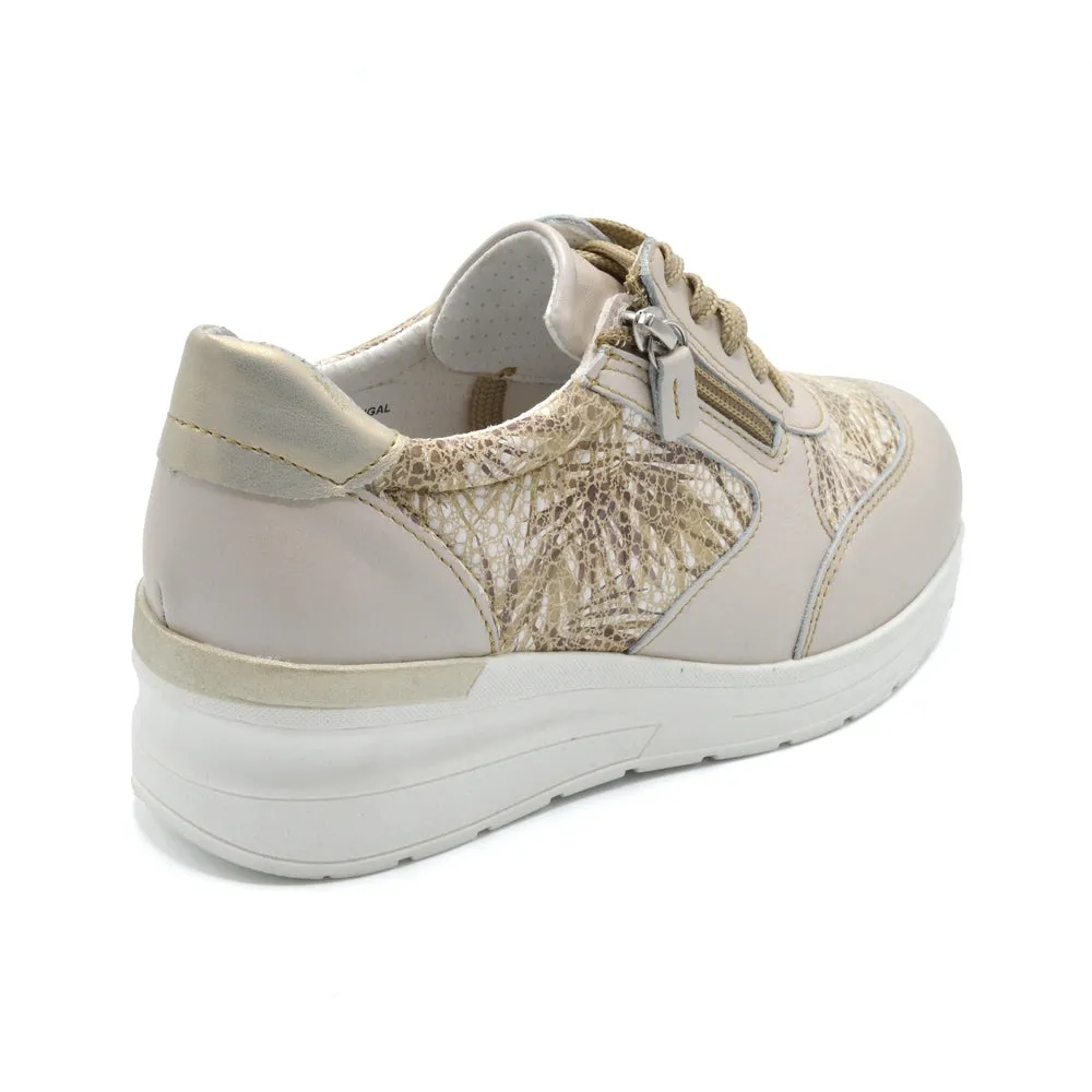 DB Wolf - Ladies Feather Lite Extra Wide Trainer - 2V and 6V Width Fittings - Beige