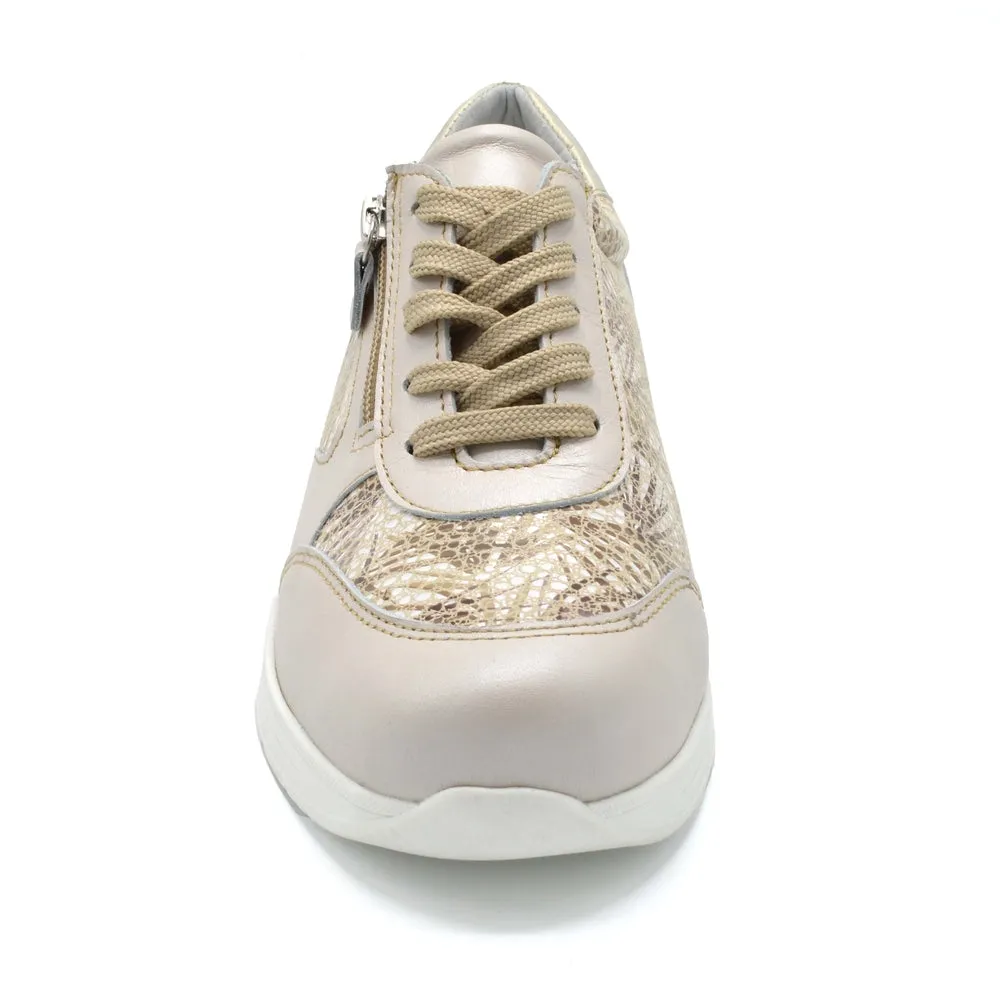 DB Wolf - Ladies Feather Lite Extra Wide Trainer - 2V and 6V Width Fittings - Beige