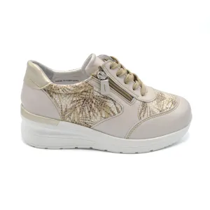 DB Wolf - Ladies Feather Lite Extra Wide Trainer - 2V and 6V Width Fittings - Beige