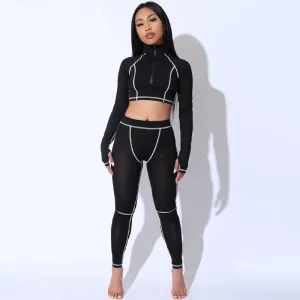 Fitness Crop Top Leggings Set