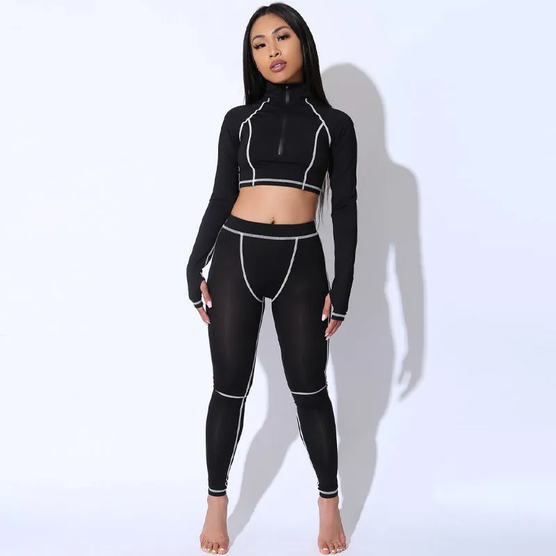 Fitness Crop Top Leggings Set