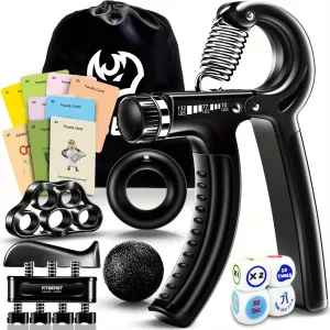 Grip Strengthener - 5 Piece Kit with Hand Grips, Dice