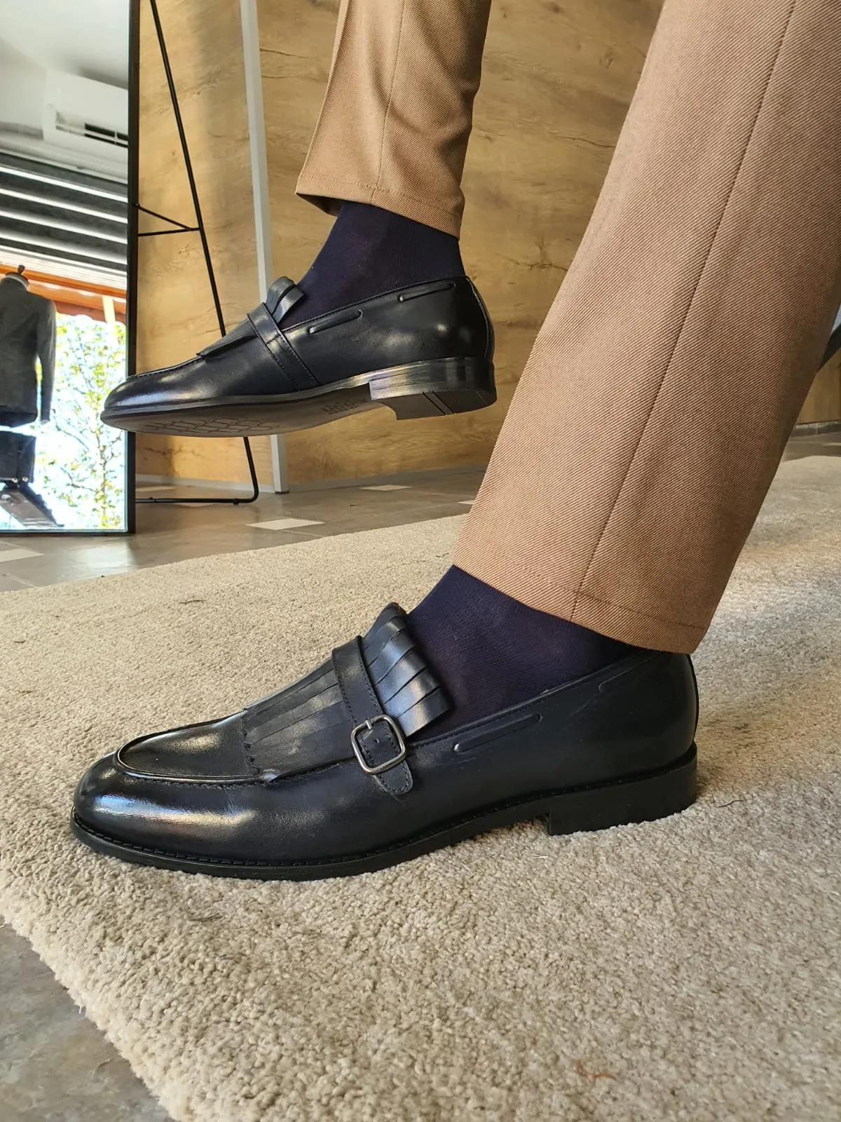 Heritage Sardinelli Buckled Detail Dark Blue Leather Shoes