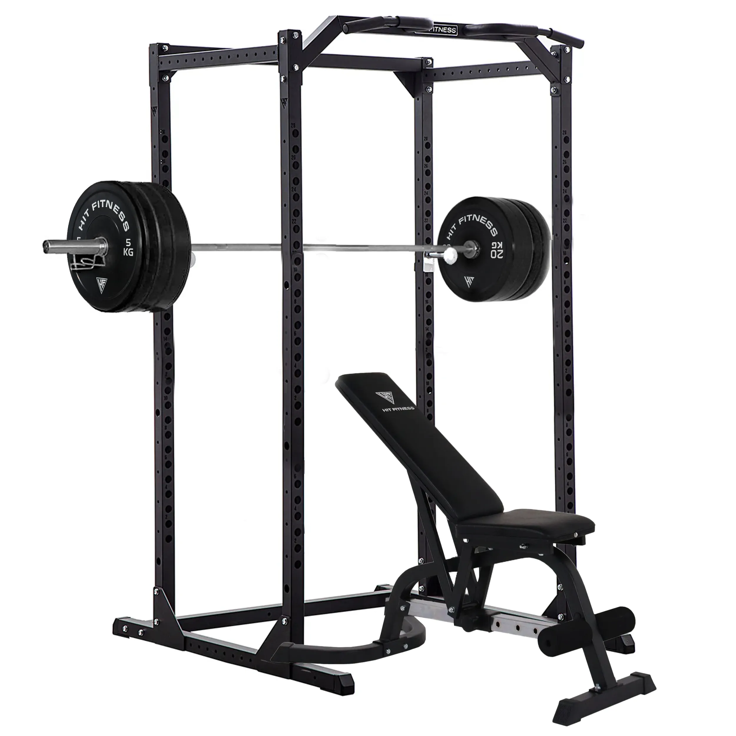 Hit Fitness Athletic Pack Plus 120kg | Rack - Bench - Black Bumper Plates