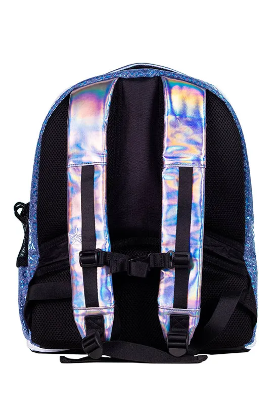 Leopard in Steel Blue Rebel Dream Bag with White Zipper
