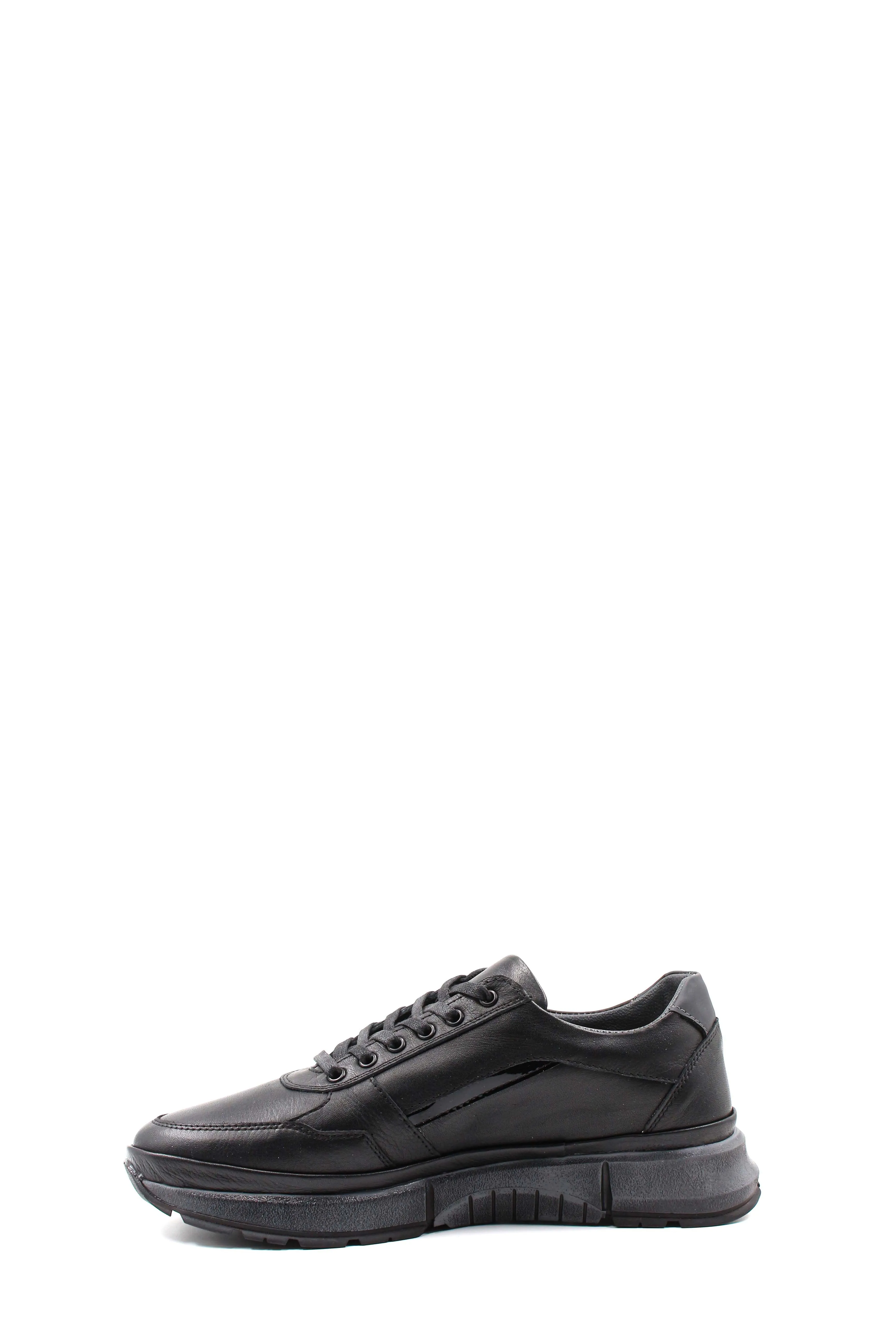 Men's Black Leather Sneakers with Side Zipper and Warm Fur Lining - Wessi