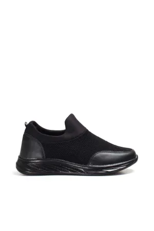 Men's Black Mesh Slip-On Sneakers with Cushioned Sole - Wessi