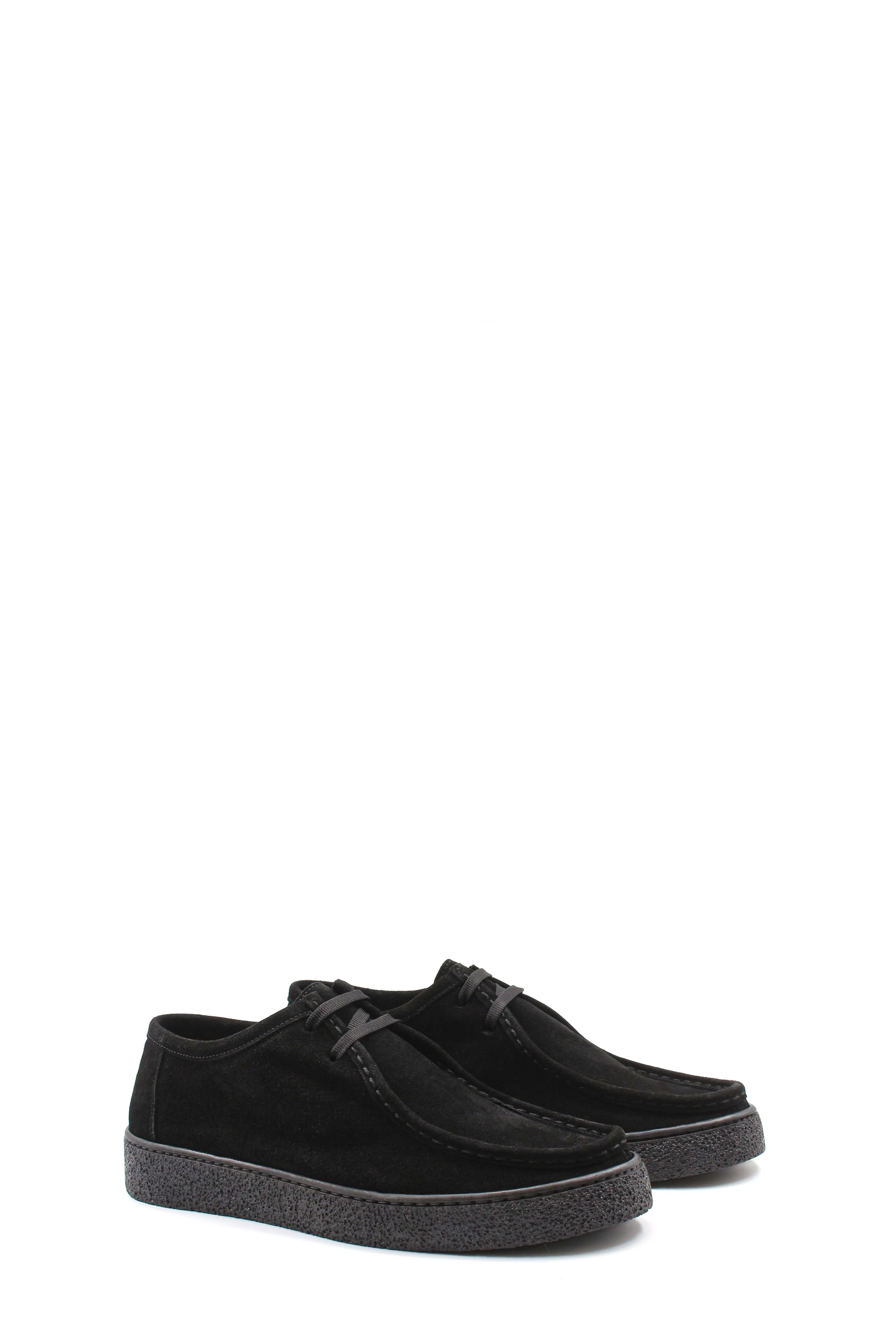 Men's Black Suede Casual Shoes with Textured Sole and Lace-Up Design - Wessi