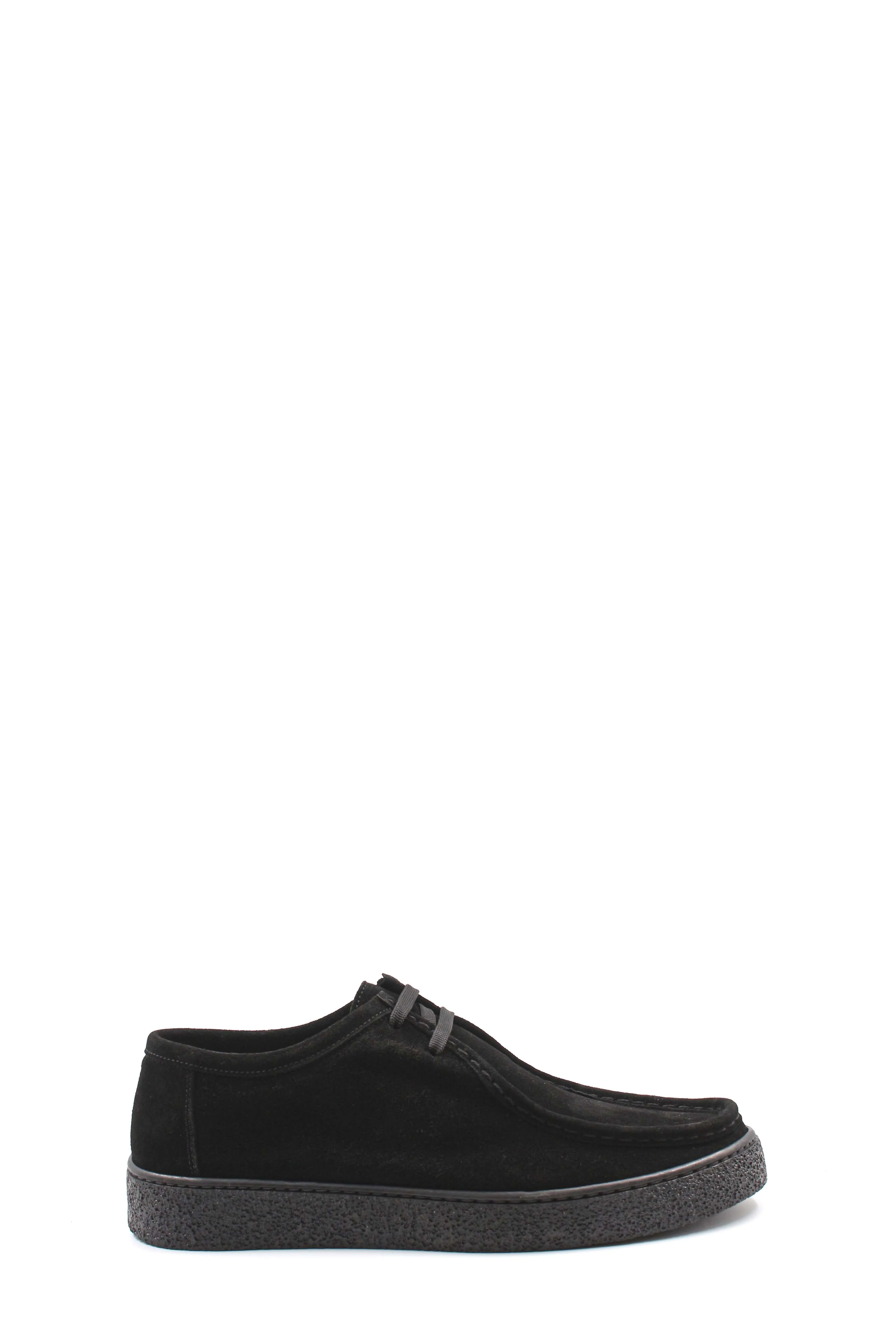 Men's Black Suede Casual Shoes with Textured Sole and Lace-Up Design - Wessi