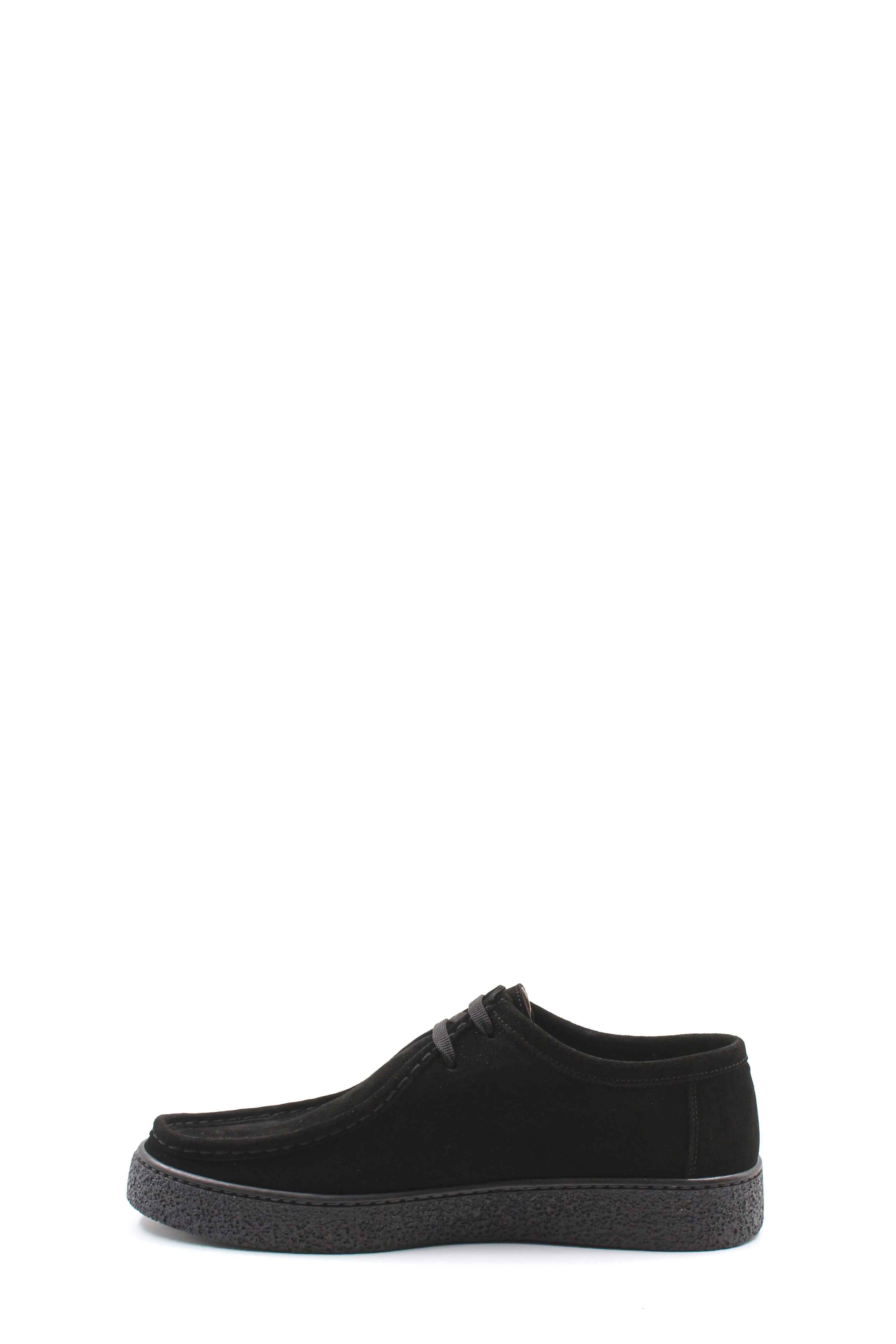 Men's Black Suede Casual Shoes with Textured Sole and Lace-Up Design - Wessi