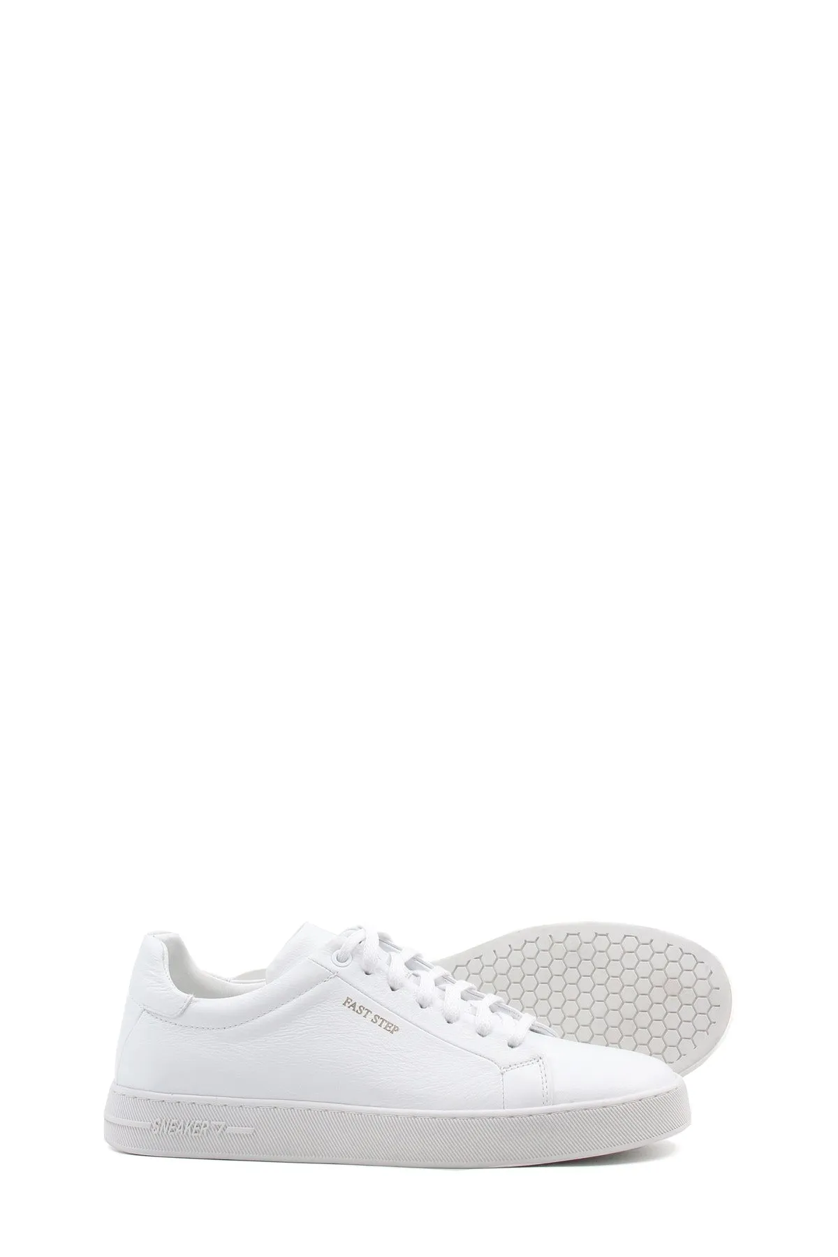 Men's Classic White Leather Sneakers with Lace-Up Design - Wessi
