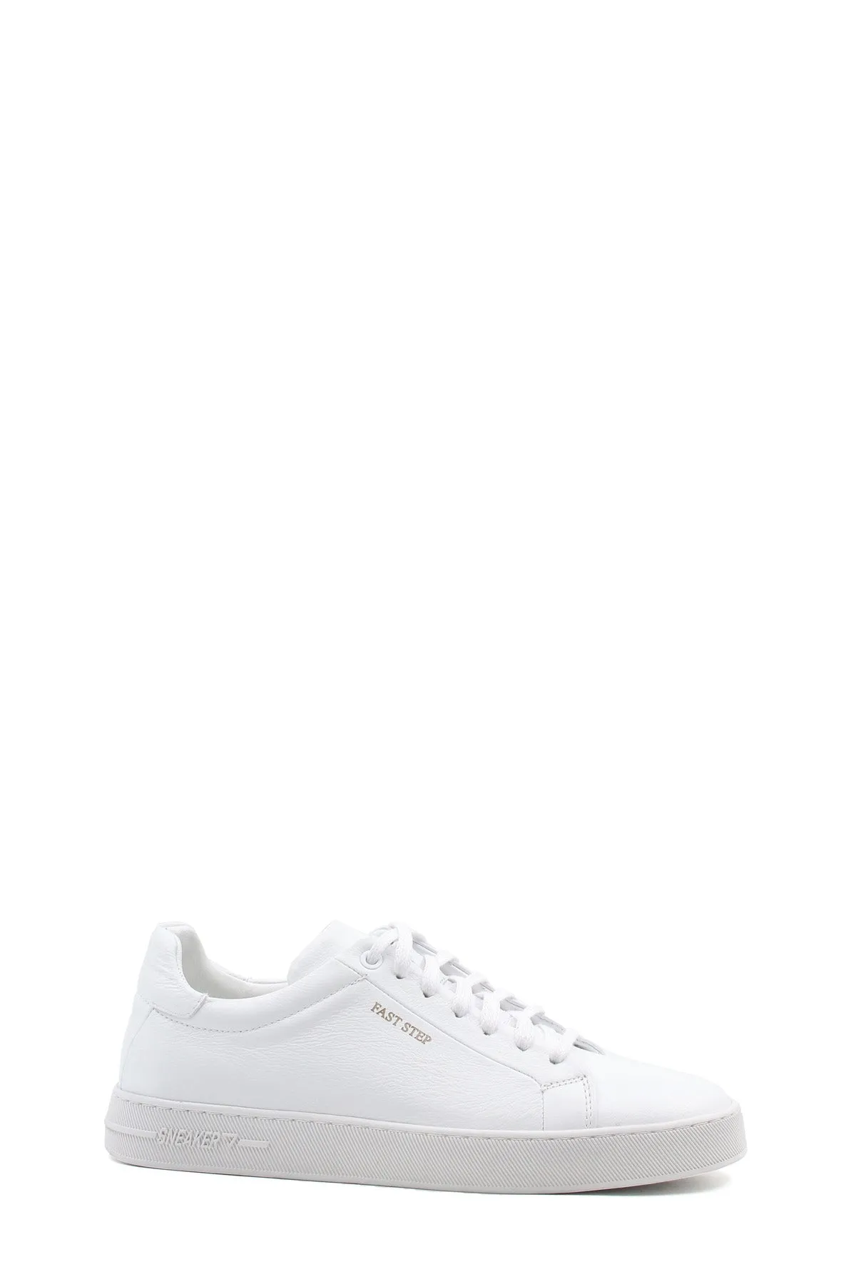 Men's Classic White Leather Sneakers with Lace-Up Design - Wessi