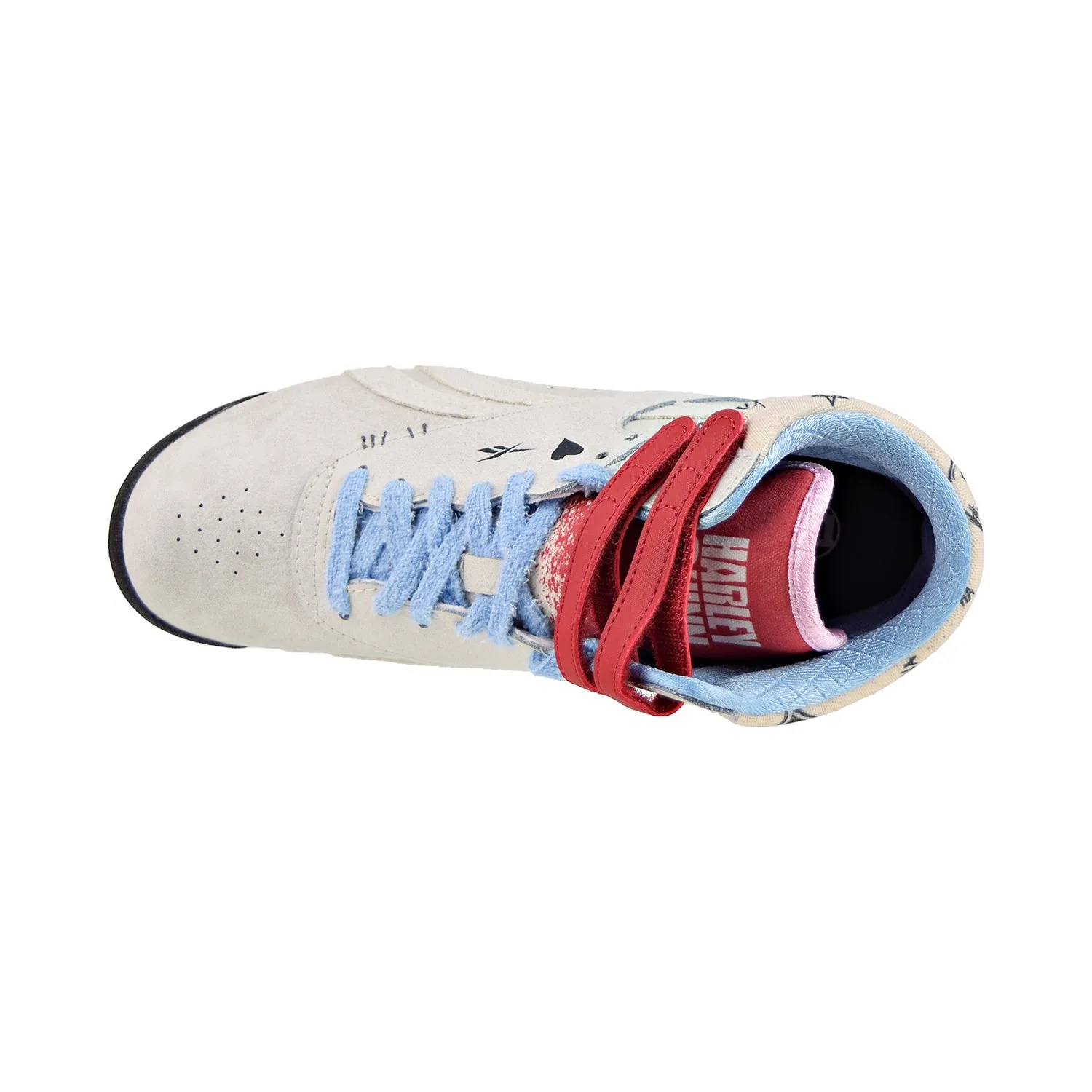Reebok X DC Freestyle Hi "Harley Quinn" Women's Shoes Morning Fog-Red