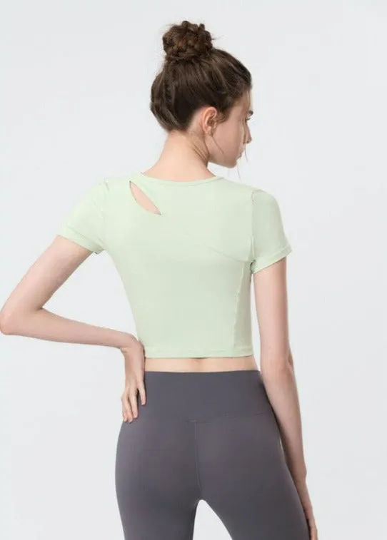 Shoulder Slit Cropped Active Top