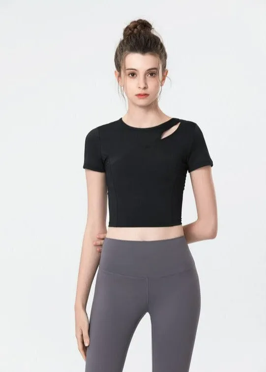 Shoulder Slit Cropped Active Top