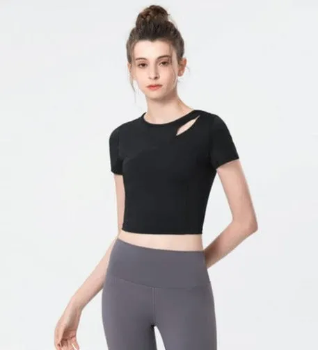 Shoulder Slit Cropped Active Top