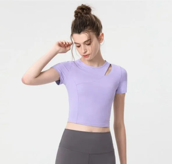 Shoulder Slit Cropped Active Top