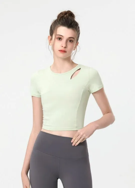 Shoulder Slit Cropped Active Top