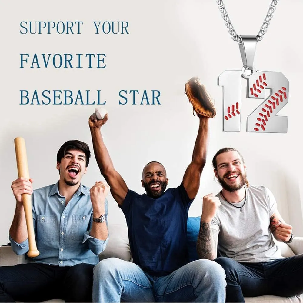 TLIWWF Inspiration Baseball Jersey Number Necklace Stainless Steel Charms Number Pendant for Boys Men