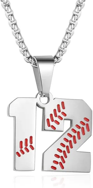 TLIWWF Inspiration Baseball Jersey Number Necklace Stainless Steel Charms Number Pendant for Boys Men