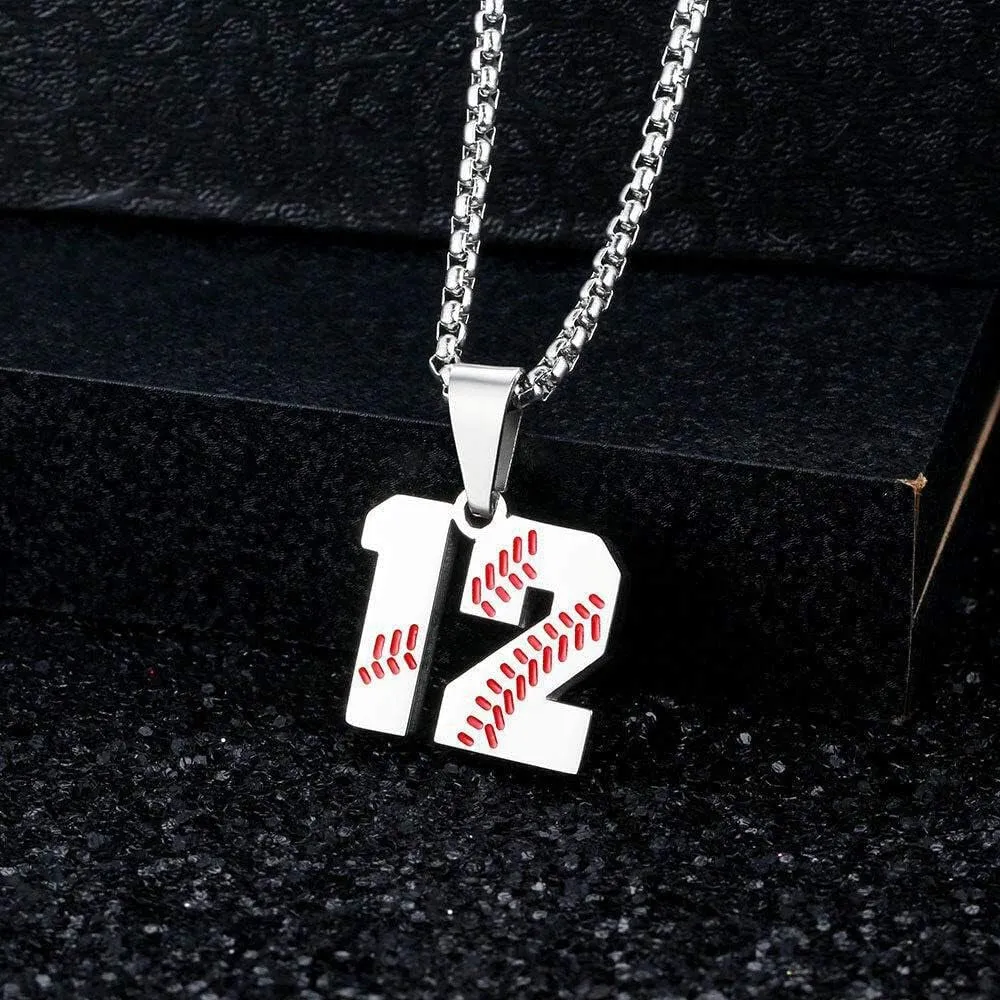 TLIWWF Inspiration Baseball Jersey Number Necklace Stainless Steel Charms Number Pendant for Boys Men