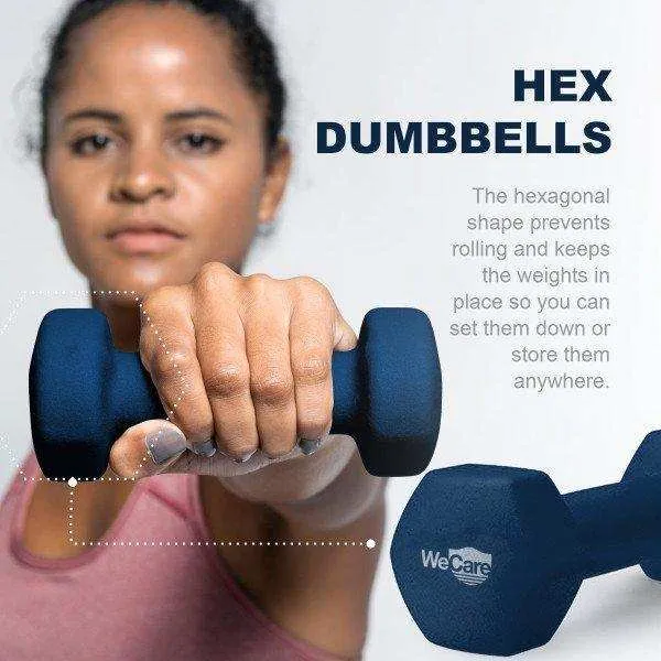 WeCare Fitness Hex Dumbbells Pair  - Blue
